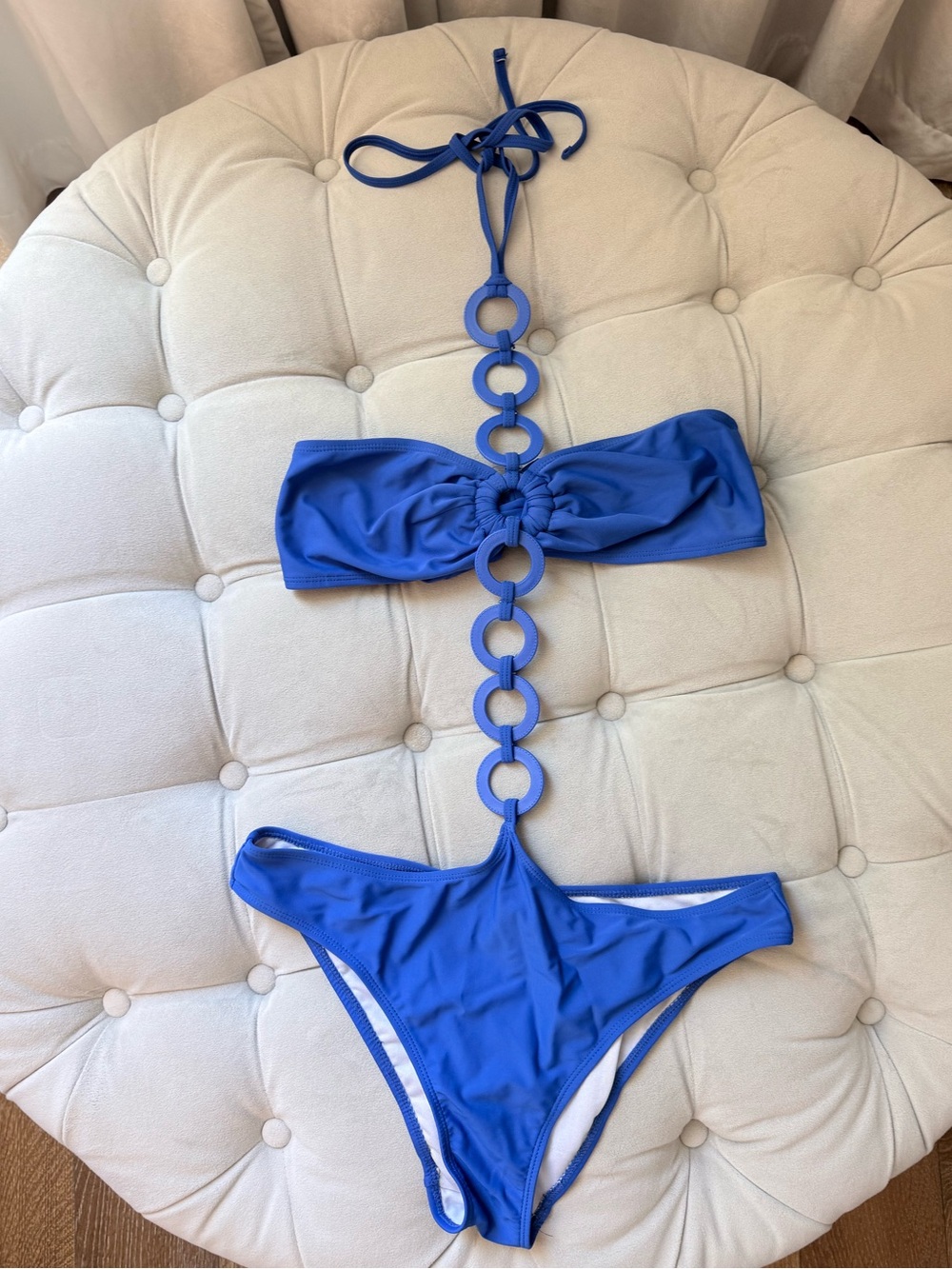 Blue one piece cut out bathing suit